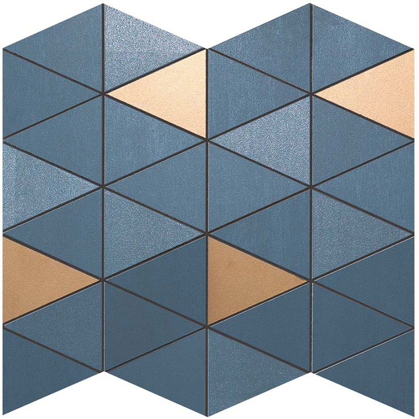 плитка Mek Blue Mosaico Diamond Gold Wall 30.5x30.5